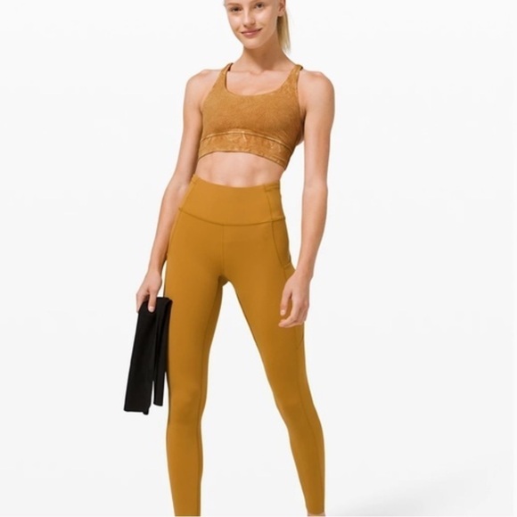 Lululemon Long Line Energy Bra Yellow NuLux Wash Size 4 - Picture 3 of 9